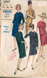 5807 1963 VOGUE EASY 2 PC DRESS JACKET & STRAIGHT SKIRT PATTERN 14